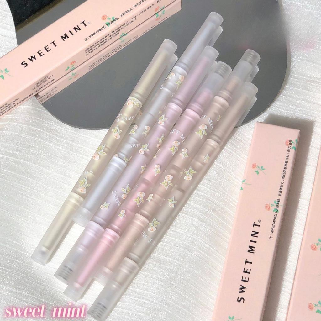 Wunderschöner doppelseitiger Seidenraupenstift mit Blumensaison-Motiv, hochglänzender und aufhellender 2-in-1-Eyeliner, der wasser- und schweißfest ist und nicht leicht verwischt