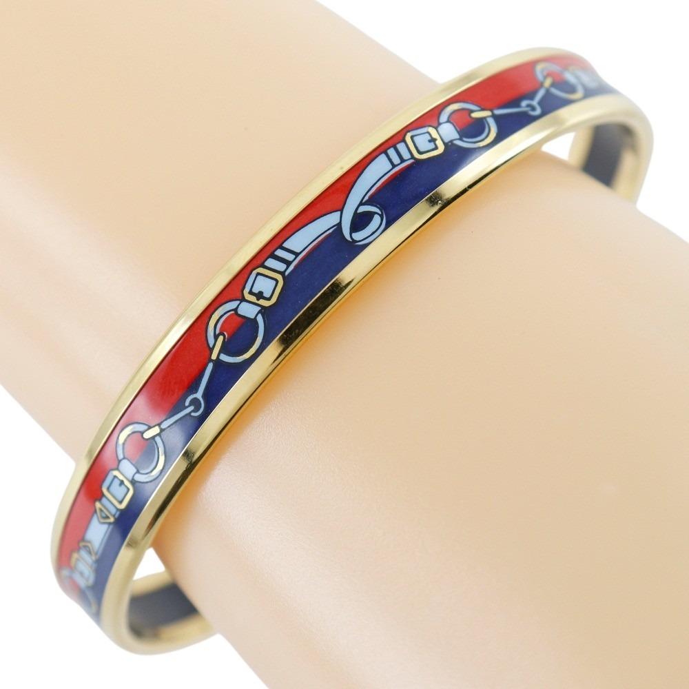 

HERMES Email Bangle Cloisonne Red/Amber Plated Gold 22g Women Used