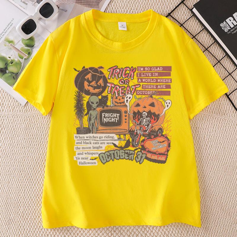 Halloween Retro T Shirt Unisex Unisex Spooky Season Ghost Tee Cotton Short Sleeve Round Neck Printed Tshirt Unisex Clothing