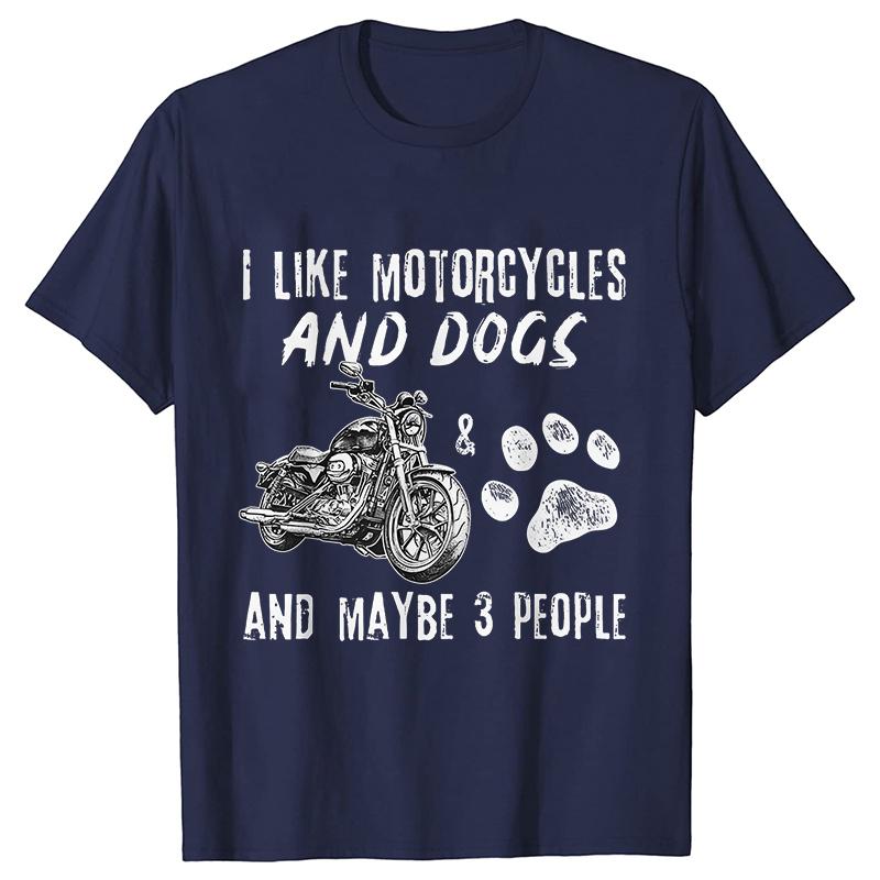 I Like My Motorcycle and Maybe 3 People T-Shirts Men Casual Loose Clothing Oversized Summer Fashion Tops Cartoon Mens Tshirts