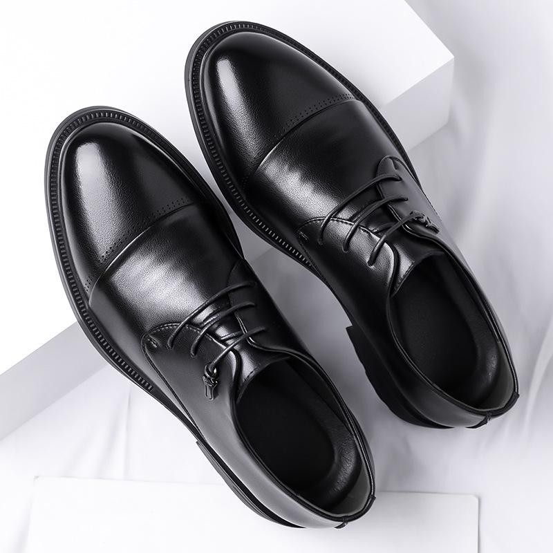 Shoes Winter Oxford Shoes British Business Casual Three-headed Leather Shoes Dress Wedding Groom Shoes Derby Shoes