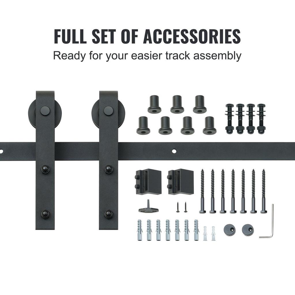8FT Sliding Barn Door Hardware Kit, 330LBS Loading Heavy Duty Barn Door Track Kit for Single Door, Fit 3.7-4.3FT Wide and 1.3"-1.8" Thick Door Panel,