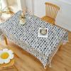 Creative Waterproof Coated Tablecloth Rectangular Washable Table Protection Coat Stain-resistant with Tassels