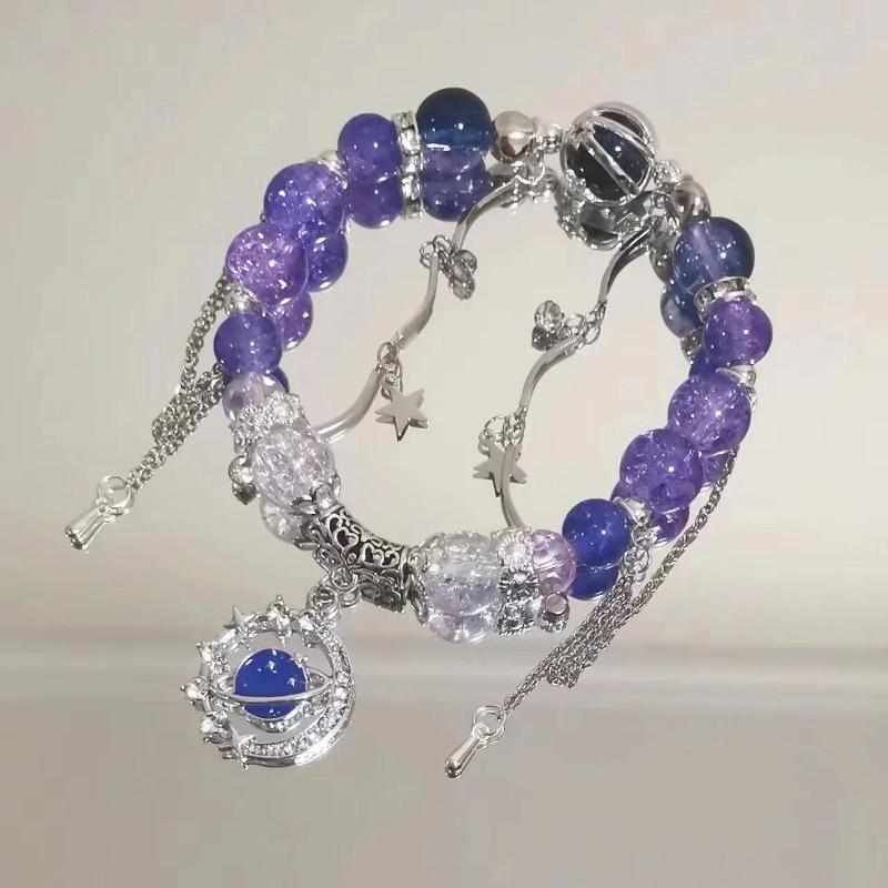Bracciale con Perline e Ciondolo a Forma di Fiore Rosa di Cristallo Coreano e Farfalla per Donne, Catena Dolce con Perle, Gioielli Regalo per Fidanzata