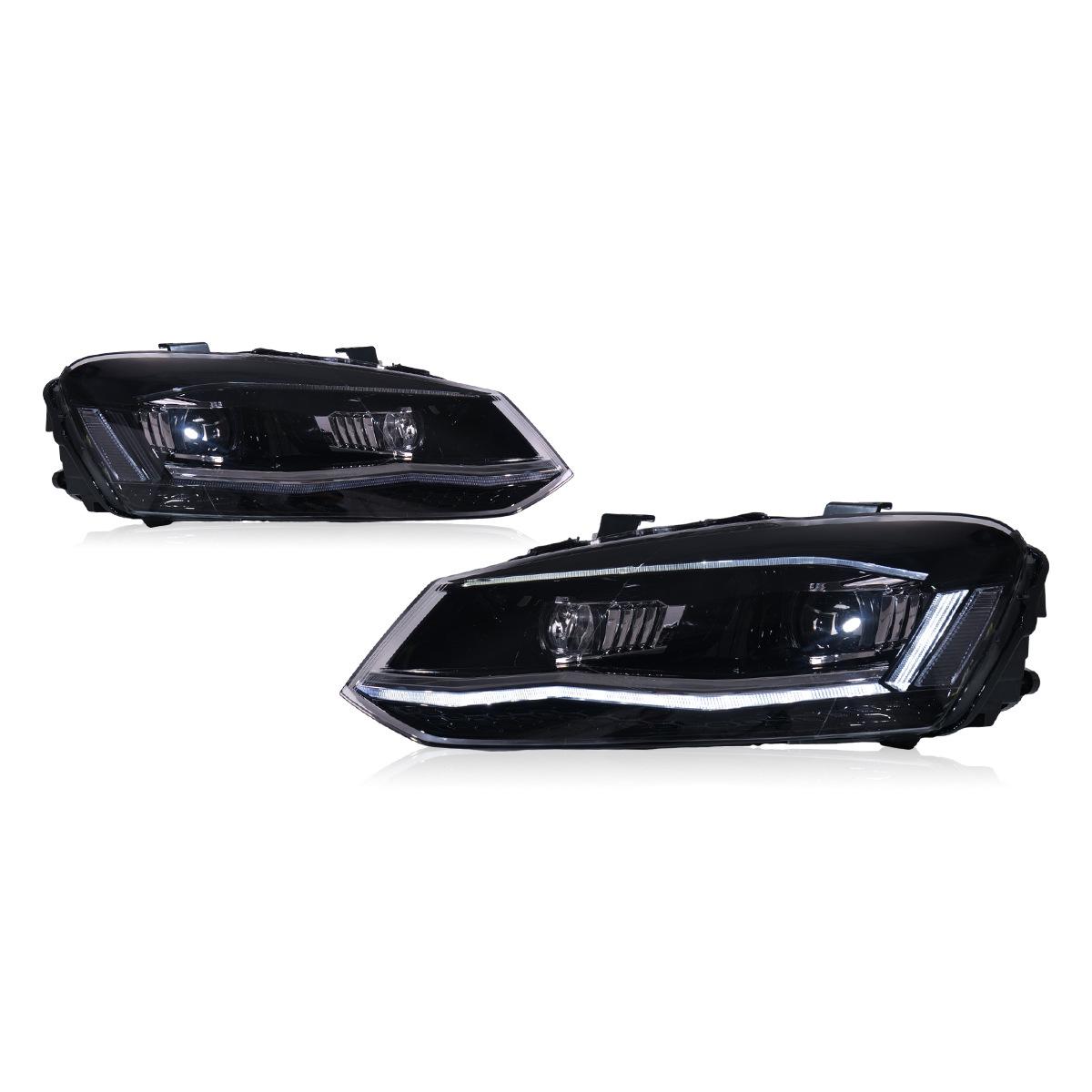 Compatible LED Lens Headlight Assembly with Flowing Turn Signals for 2011-2018 Volkswagen Polo