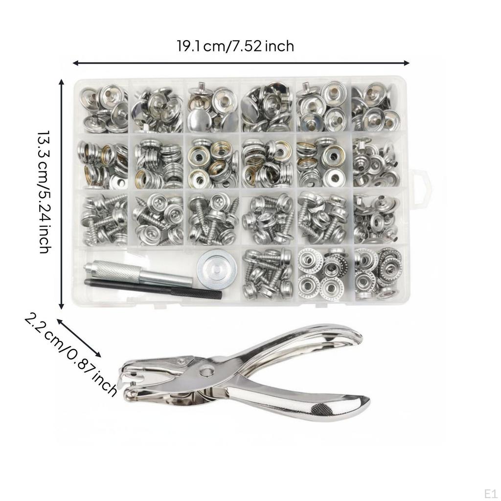 80 Sets Stainless Steel Snap Fastener Kit Includes Tools Metal Button Set Brass Press Post
