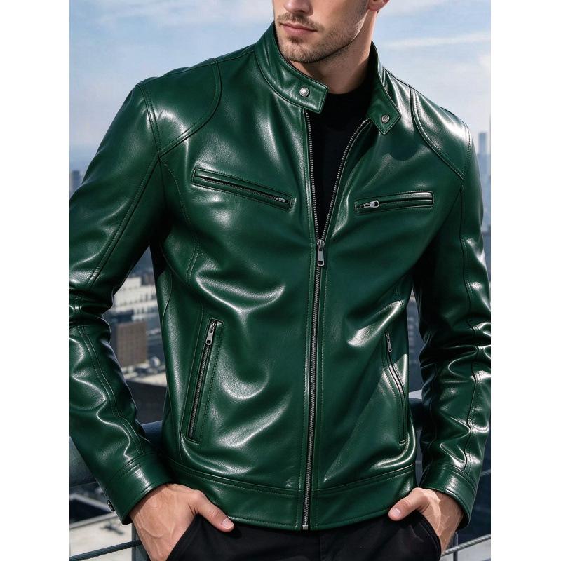New men's stand-up collar locomotive leather jacket autumn slim-fit short PU leather jacket fashion casual jacket