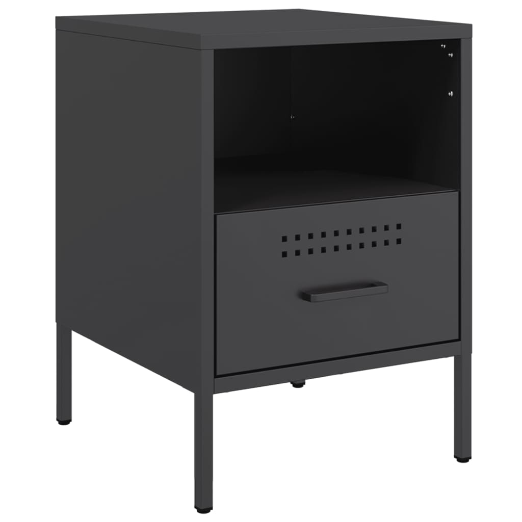 Nightstands 2 pcs. Black 36 x 39 x 50.5 cm Steel
