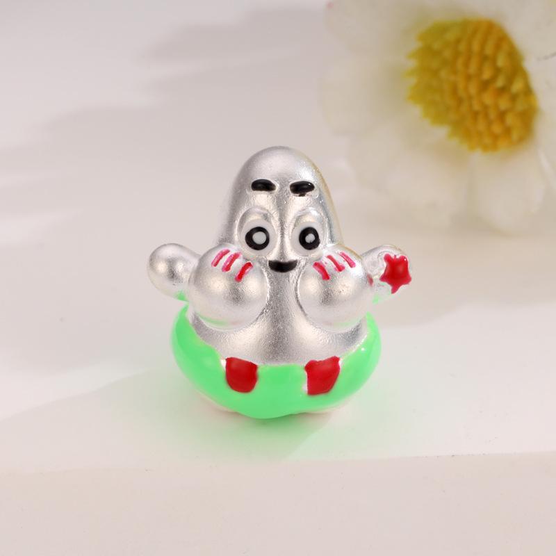 Sterling Silver 999 SpongeBob Patrick Star Cartoon Handmade Rope Accessories серебряный
