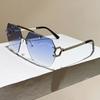 Vintage Rimless Sunglasses Men Metal Double Bridge Sun Glasses Luxury Square Shades Women Trendy UV400 Driving Eyewear