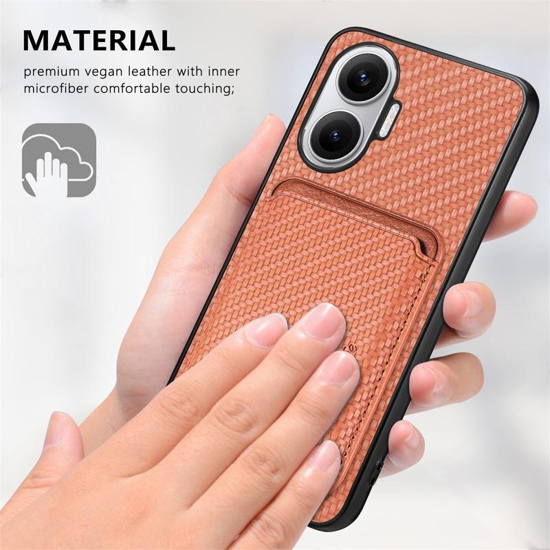 For POCO F7 G  Wallet Card Holder Cover for Xiaomi POCOF7 Redmi Turbo 4 Pro Wireless Charger Magnetic Carbon Fibre Case