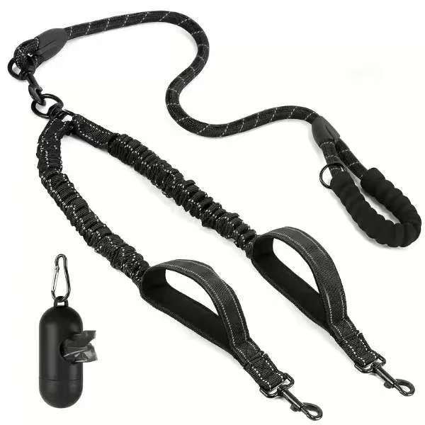 

Explosion-Proof Short Elastic Buffer Pet Leash One-Hand Drag Two-Walking Rope Running Dog Accessories for Small Large Dogs чёрный