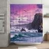 Beach Shower Curtain with Ocean Waves Design Waterproof Fabric for Bathroom Decoration Pink Sky Background Seagulls Print In 3D