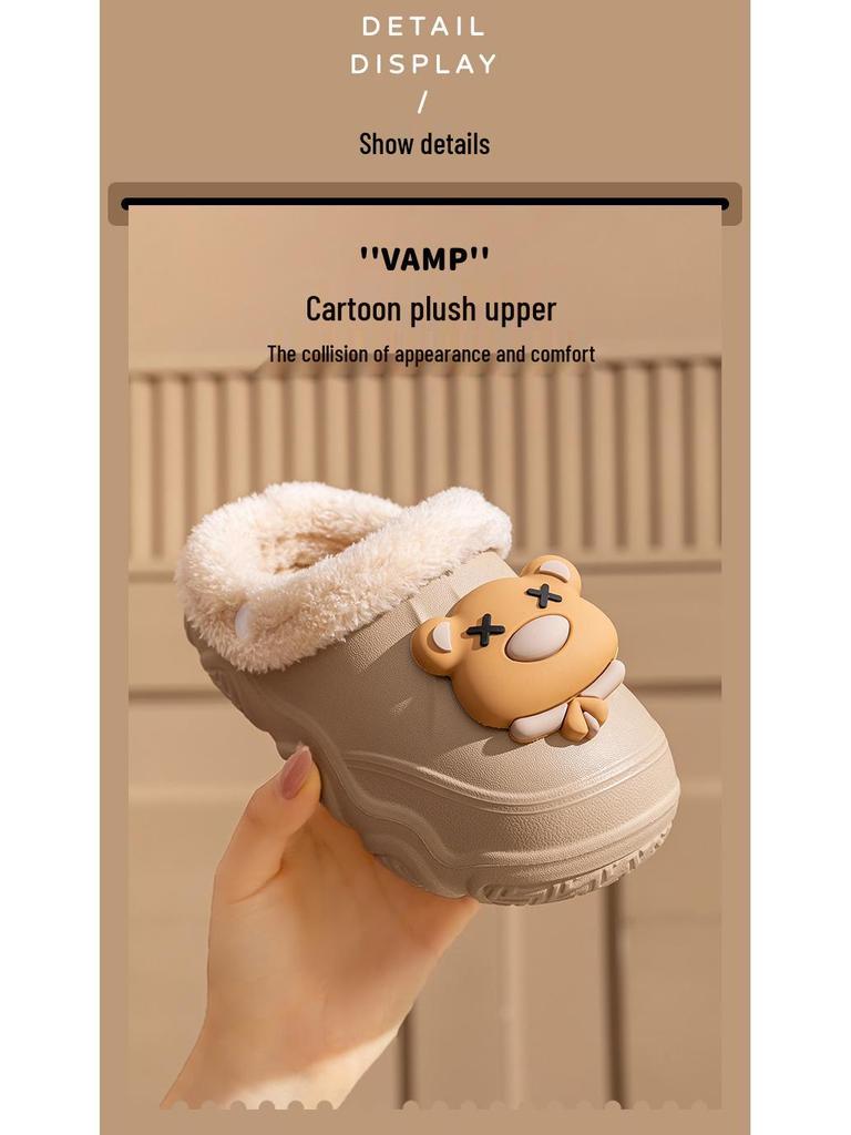 Cozy Waterproof Cotton Slippers for Kids: Warm, Velvet-Lined, EVA, Detachable, for Boys and Girls, Big Kids & Toddlers, Parent-Child Matching