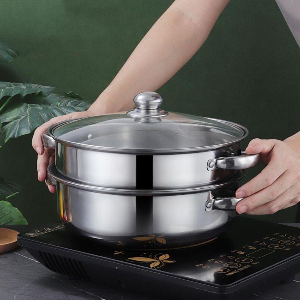 Thickened Steamer Pot Stainless Steel Cooking Pot Durable Noodles Pot  Kitchen Cookware
