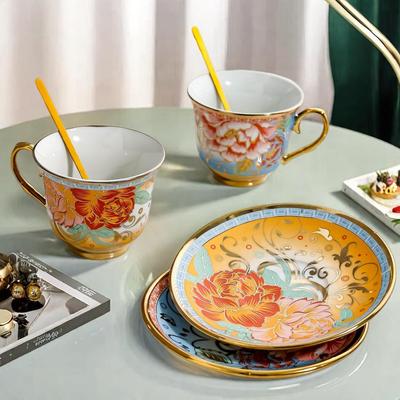 European Retro Ceramic Coffee & Tea Set with Spoon