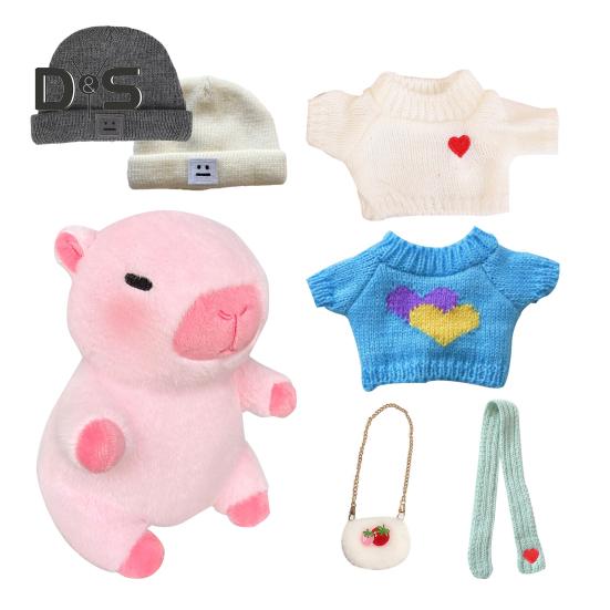 

1 комплект плюшевых игрушек-капибар с одеждой, аксессуары для детей, сделай сам, плюшевые игрушки-капибары для малышей, мальчиков и девочек, мягкие игрушки-куклы, украшения A розовый