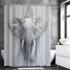 Szara Zasłona Prysznicowa Słoń, Dekoracyjna Zasłona Prysznicowa do Łazienki, Wodoodporna Zasłona Prysznicowa z Haczykami 180x180cm