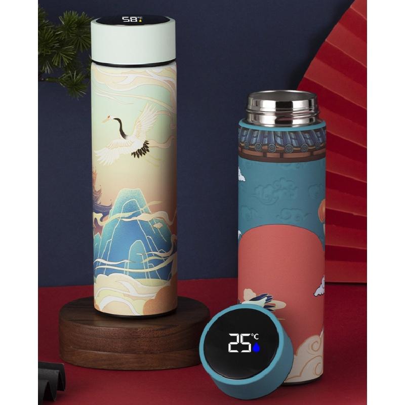 Tasse de voyage isolée en acier inoxydable avec filtre à thé et affichage LED de la température