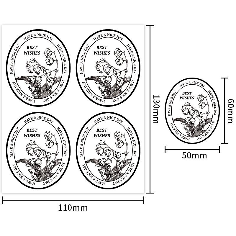 Retro, Blumenaufkleber, Oval, Danke, Verpackungspapierbox Dekorative Aufkleber, Geschenkboxversiegelung, Klebeaufkleber