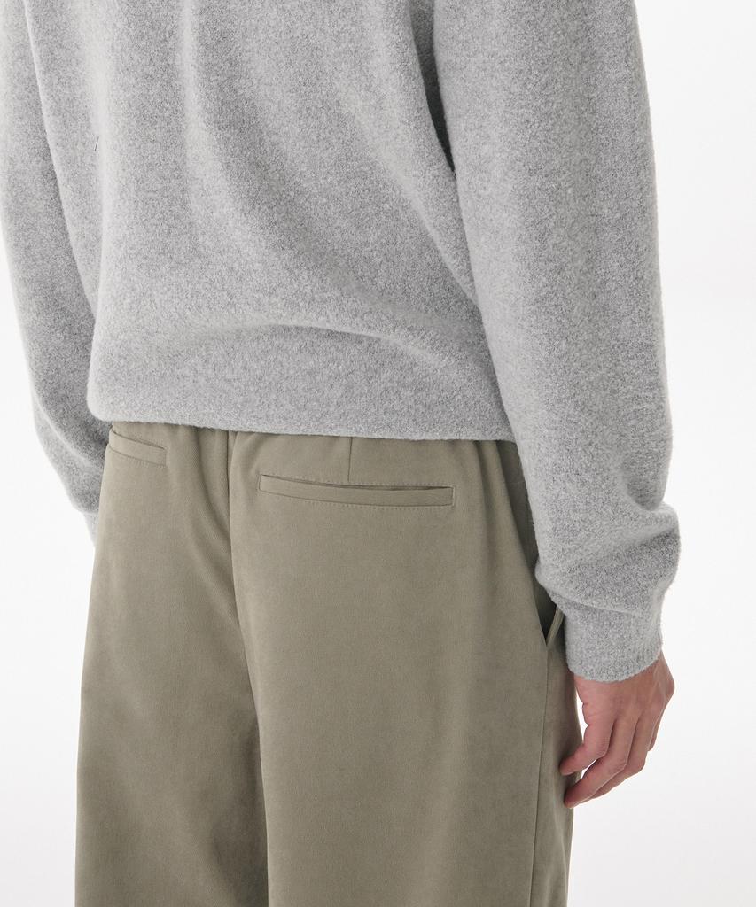 Musinsa Standard Brushed One-Pleat Wide Elastic Pants [Khaki Beige]