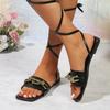 Fashion Summer Womens Sandals New Female Beach Shoes Roman Ladies Solid Color Ankle Straps Square Toe Party Footwear Cross-strap Sandles