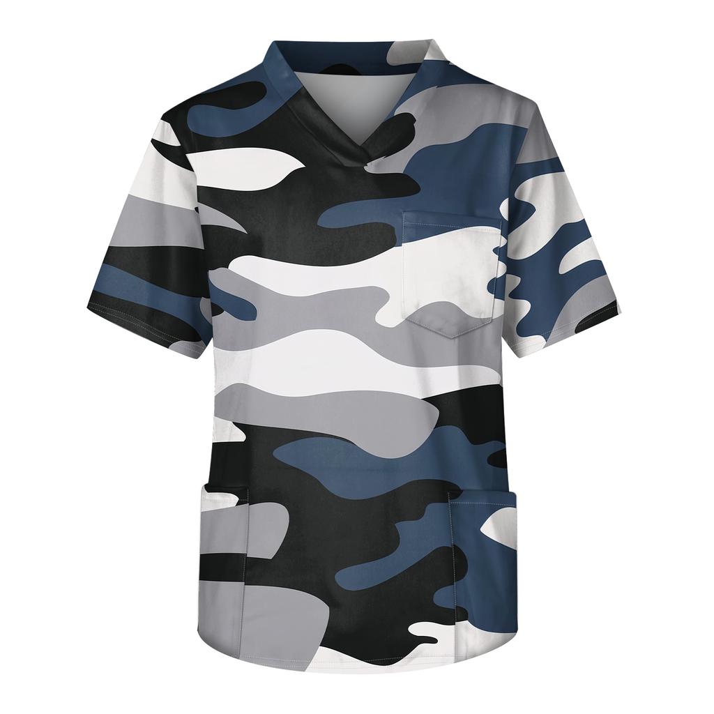 Pánská pracovní halenka s krátkým rukávem a výstřihem do V na hrudi