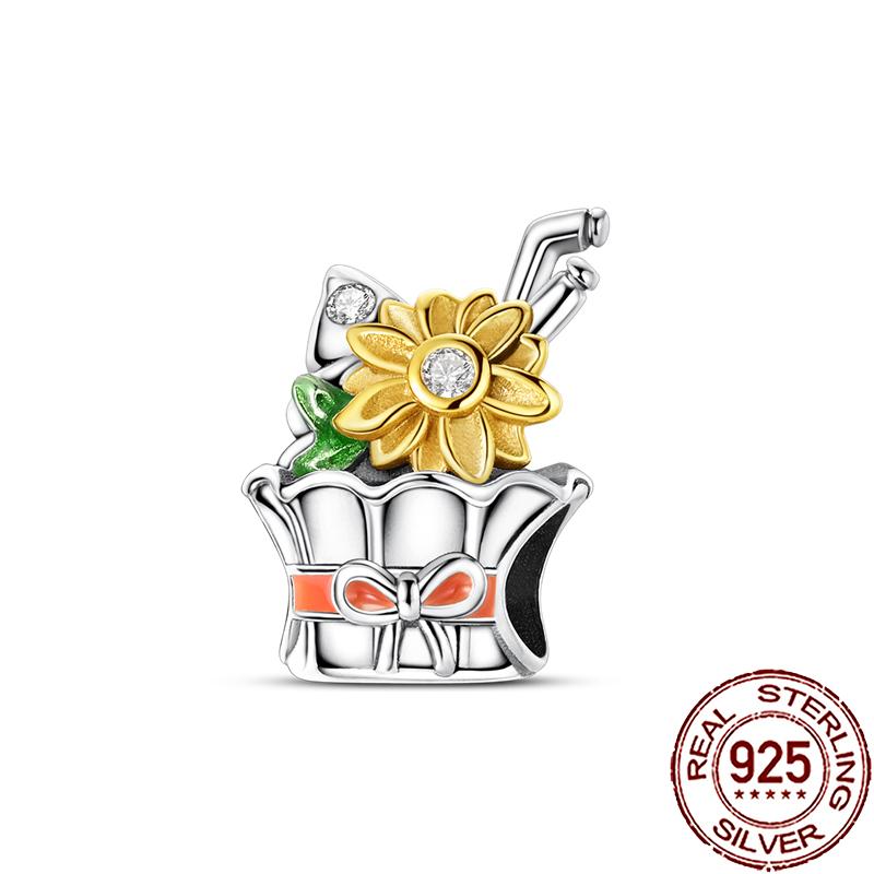 New Charms Copper Colorful Plant Flower Fruit Charm Beads Fit Snake Chain Bracelet Necklace Women Diy Jewelry
