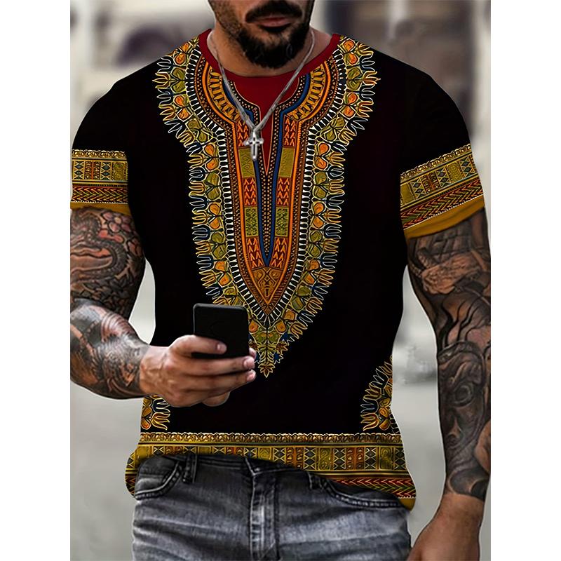 African Ethnic Style T-Shirts Tribal Dashiki 3D Print Men's Women Short Sleeve T Shirt Summer Oversized Harajuku Tops Tees Clothing