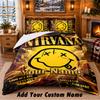 Nirvana Pattern Bedding 3Pcs Set Custom Name, Bed Sheet And Pillowcases For Home Bedroom