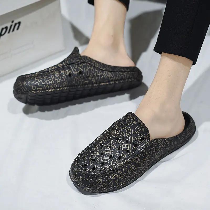 

Fashion Hole Slippers for Men Outdoor Flat Sandals Man Beach Summer Sale Y2k Designer Luxury Eva Pvc Casual Trend 2025 Mascullino Shoes 44-45