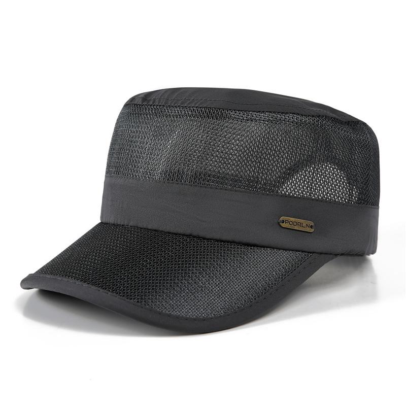 Men's Flat Top Hat Summer New Mesh Breathable Cap Outdoor Sun Hat Hat