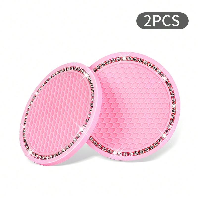 1pc/2PCS Car Cup Coaster, Bling Cup Holder Insert Coasters,Universal Auto Non-Slip Cup Holder Embedded in Ornaments Silicone Coaster