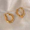 Stainless Steel Geometric Hoop Earrings for Women 18K Gold Plated Trendy Office/Career Accessories