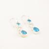 Natural Swiss Blue Topaz Gemstone 925 Solid Silver Jewelry Handmade Earrings 2" EE-156-13