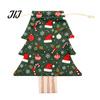 Flannel Christmas Decorations Tree Shaped Drawstring Gift Bags, Xmas Hanging Treat Sacks, Seasonal Home Decor Holiday Candy Small Storage Pouches for