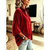 Women Velvet Top V Neck Long Sleeve Loose Fit Soft Fabric