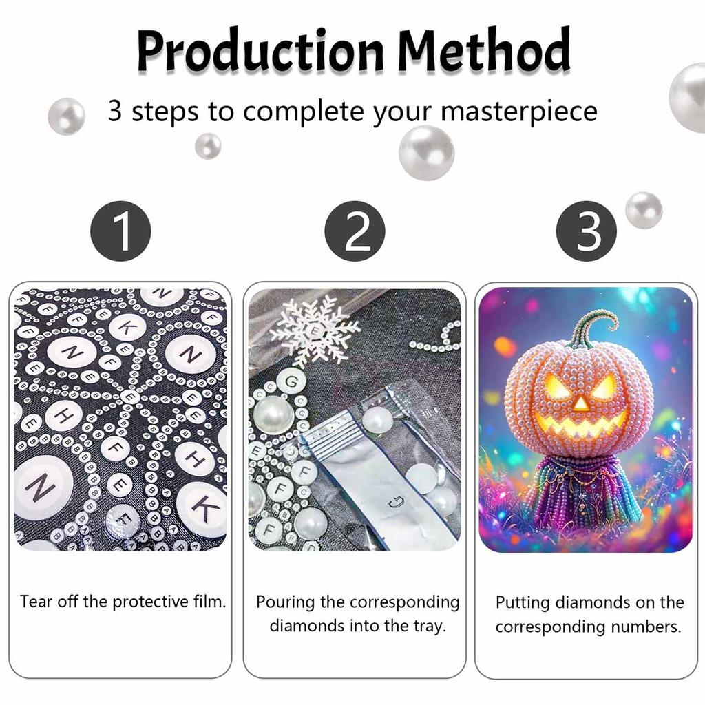Halloween pearl painting handmade diy art pumpkin pearl home decoration painting