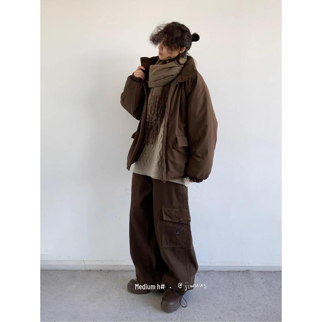 Unisex Retro Japanese Winter Cotton Jacket: College Style, Stand Collar, Loose Fit