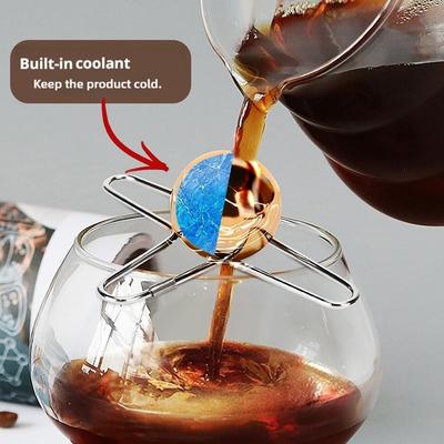 Reusable Cooling CoffeeIce Cube Ball Whiskey Chilling Stone Stainless Steel Holder Ball For Espresso Cooling Coffee Tool