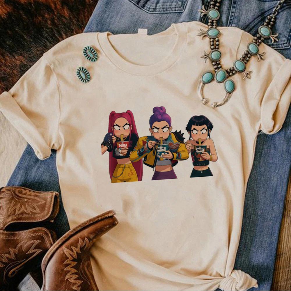 Huntrix Dívčí Kpop Lovci démonů Oboustranné tričko Tričko v anime stylu s Rumi Mira Zoey Dívčí skupina Magická bojovnice Fanouškovská trička