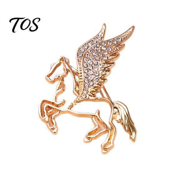 Vintage Clothing Accessories Rhinestone Flying Horse Brooch, Hollow Winged Lapel Pin for Men Decorative Women, Badge Clothes Bag Hat Scarf Suits Metal