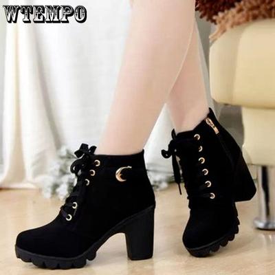 Autumn Winter Woman Boots Women Shoes Ladies Thick Heeled Ankle Boots Women High Heel Platform Rubber Shoes Snow Boots