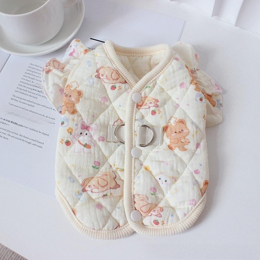 Flying Sleeves Pet Cotton Vest Cartoon Print Pet Warm Jacket Cute Dog Coat for Small Dogs