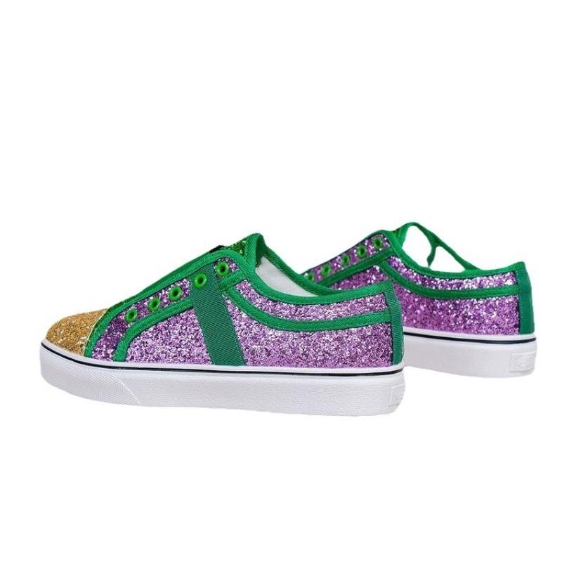 Spring and autumn new large size casual flat heel low-top color matching round head sequined canvas shoes