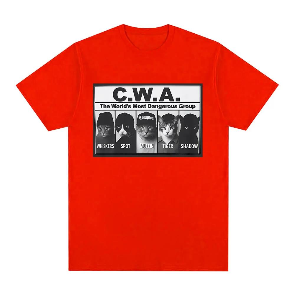 Vintage CWA The Worlds Most Dangerous Group Funny Cat Meme Graphic T Shirts Fashion Short Sleeve T-shirt Casual Cotton T-shirts