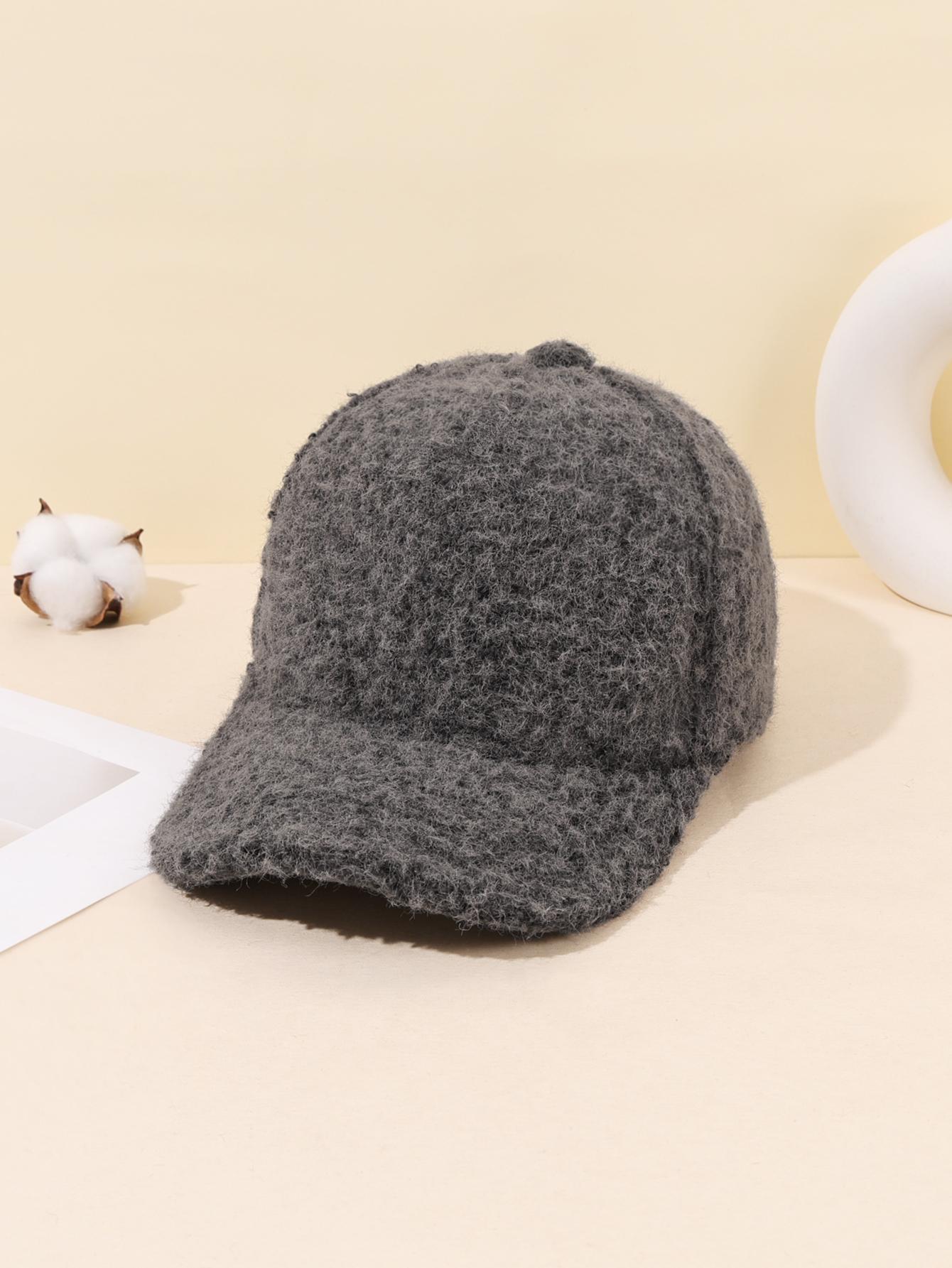 

1/2PC Comfortable and Unique Plush Baseball Hat - Warm and Windproof Winter Fashion Headwear Set темно-серого