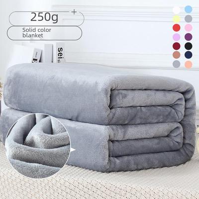 Solid Color Cloud Mink Flannel Blanket - Perfect for Office Naps and Air-Conditioned Rooms