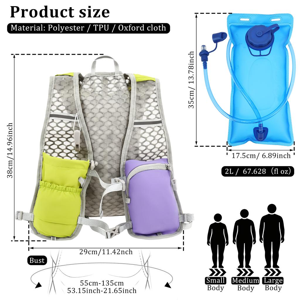 Marathon Trail Running Vest Lightweight Hiking Vest Backpack Reflective Hydration 68 Oz Water Bladderr Pack With Phone Pocket