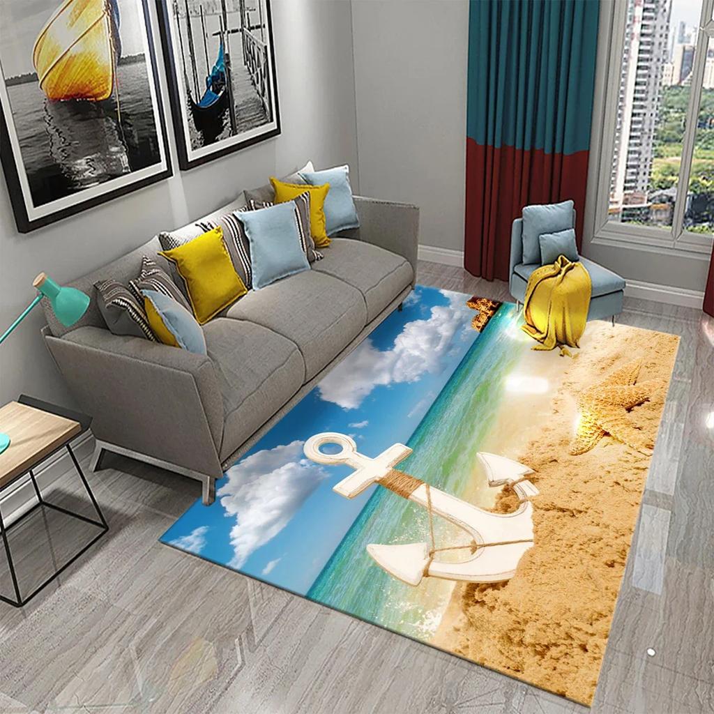Anchor Carpet Sea Boat Decor Door Rugs for Living Room Bedroom Entrance Door Decor Area Rugs Kitchen Bathroom Non-slip Carpet